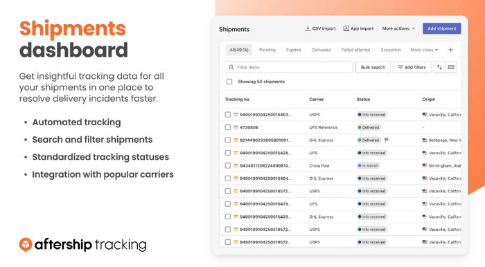 aftership order checking