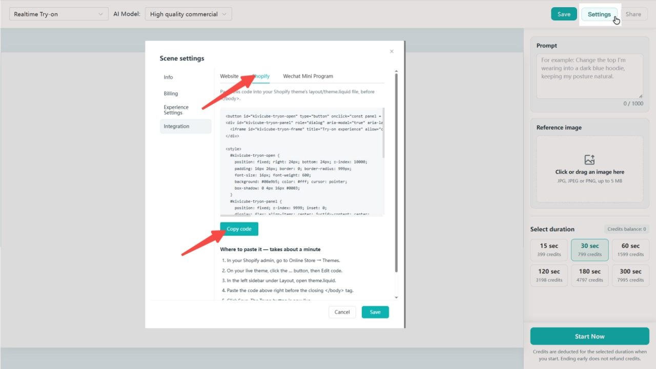 Get Virtual Try On Code