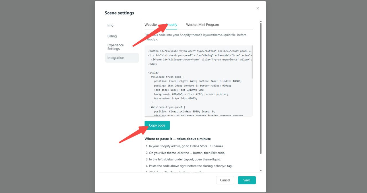 Virtual Try On Ecommerce Shopify Copy Code